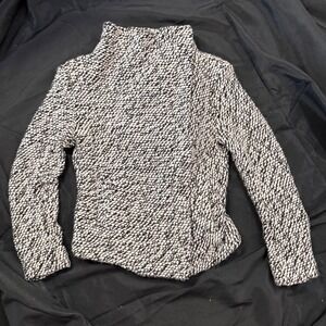 Y2K VTG Blank NYC Women's Black & White Textured Knit Jacket‎ Mock Neck Small